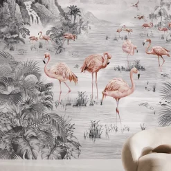 Fenicotteri rosa Carta da parati a trama artigianale