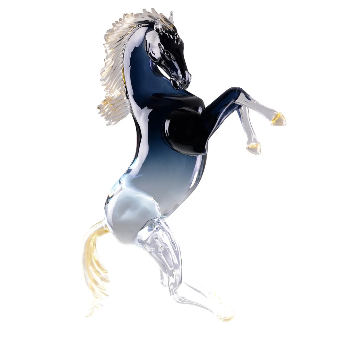 Figurina Cavallo Impennato Grande in Vetro Nero