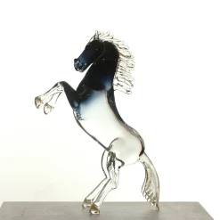 Figurina Cavallo Impennato Grande in Vetro Nero