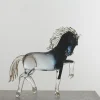 Figurina Cavallo Impennato Grande in Vetro Nero
