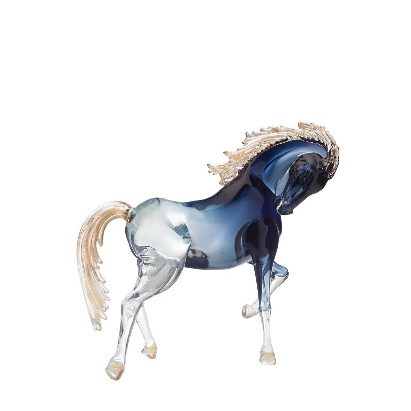 Figurina Cavallo Impennato Grande in Vetro Nero