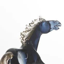 Figurina Cavallo Seduto Piccola in Vetro Nero