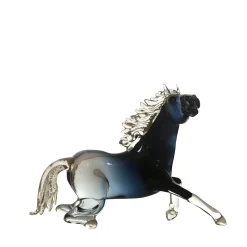 Figurina Cavallo Seduto Piccola in Vetro Nero