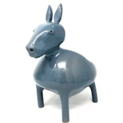 Figurina Ciotola Asinello Piccolo in Maiolica Grigia