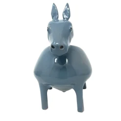 Figurina Ciotola Asinello Piccolo in Maiolica Grigia
