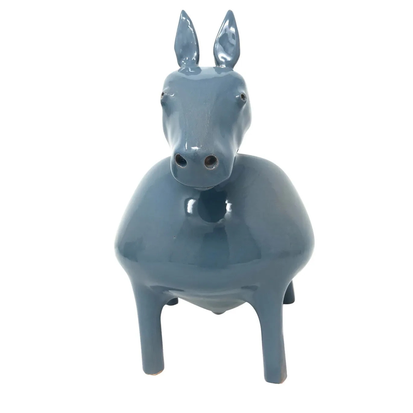 Figurina Ciotola Asinello Piccolo in Maiolica Grigia