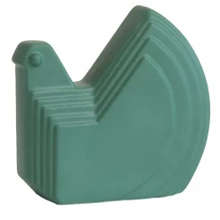 Figurina Gallina in Ceramica Verde Bottiglia