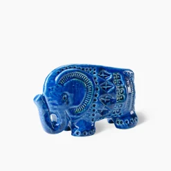 Figurina Rimini Blu Elefante in Ceramica Blu di Aldo Londi