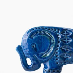 Figurina Rimini Blu Elefante in Ceramica Blu di Aldo Londi