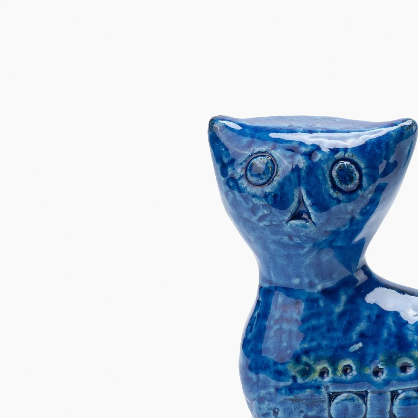 Figurina Rimini Blu Gatto Allungato in Ceramica Blu di Aldo Londi