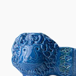 Figurina Rimini Blu Leone in Ceramica Blu di Aldo Londi