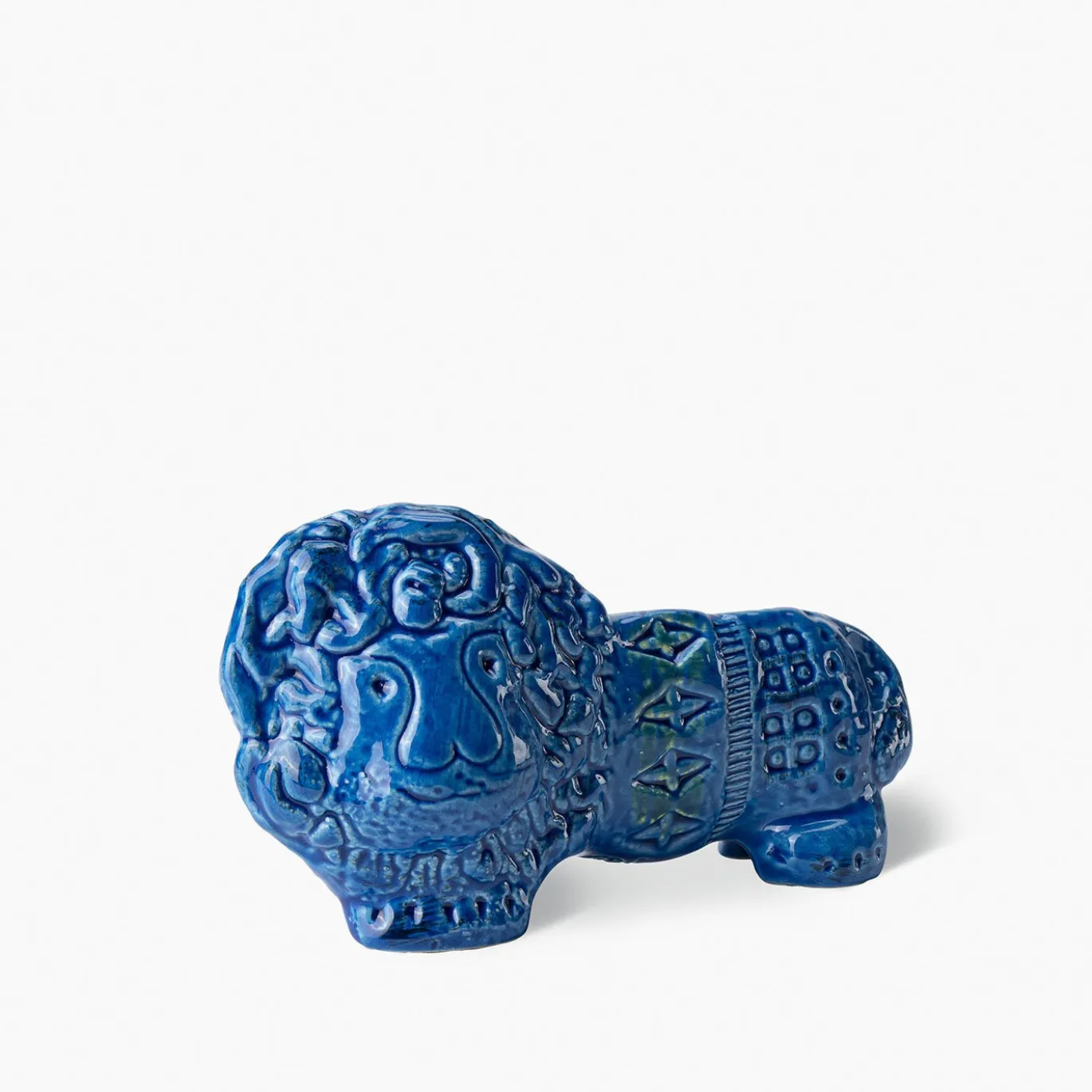 Figurina Rimini Blu Leone in Ceramica Blu di Aldo Londi