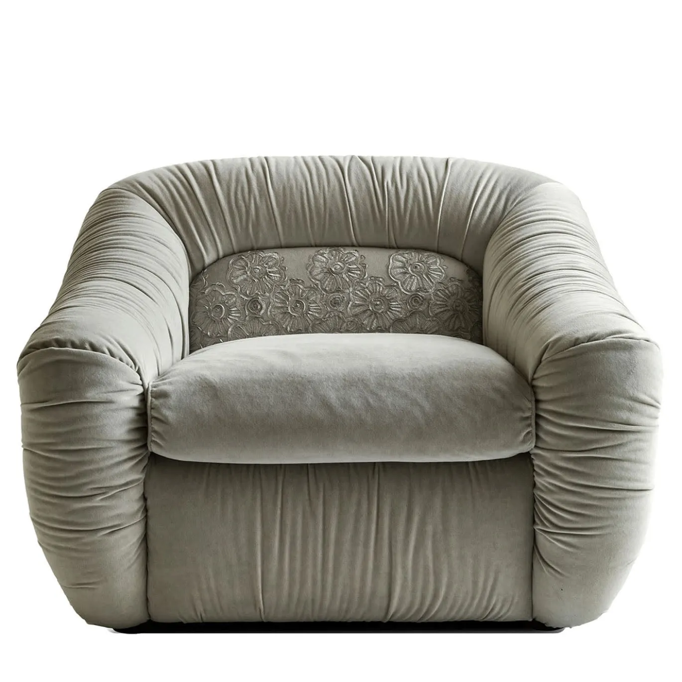Fiori Chiari Poltrona in tessuto grigio ricamato