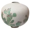 Flora Vaso da fiori in gres smaltato beige con disegni di fichi