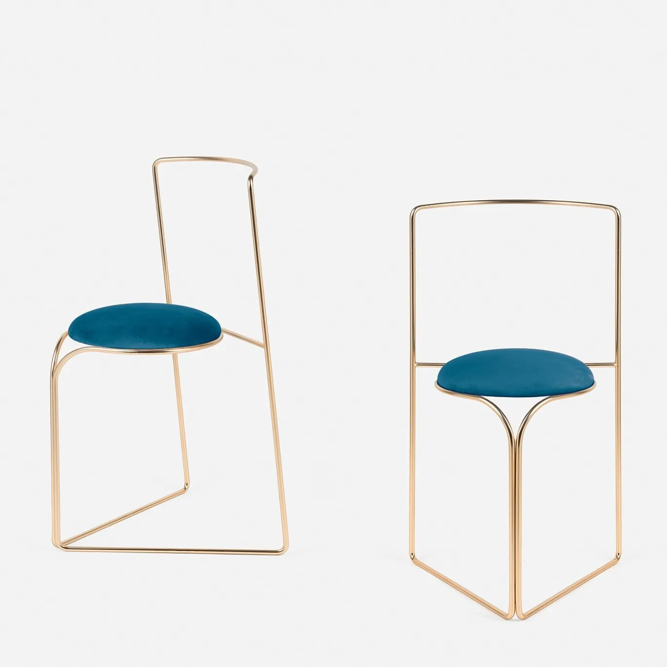 FLOW SCULTOREO SEDIA MINIMAL ORO E BLU
