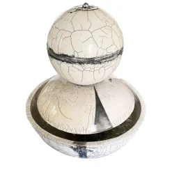 Fontana moderna Genesi Globe in ceramica bianca e nera con effetto craquelé