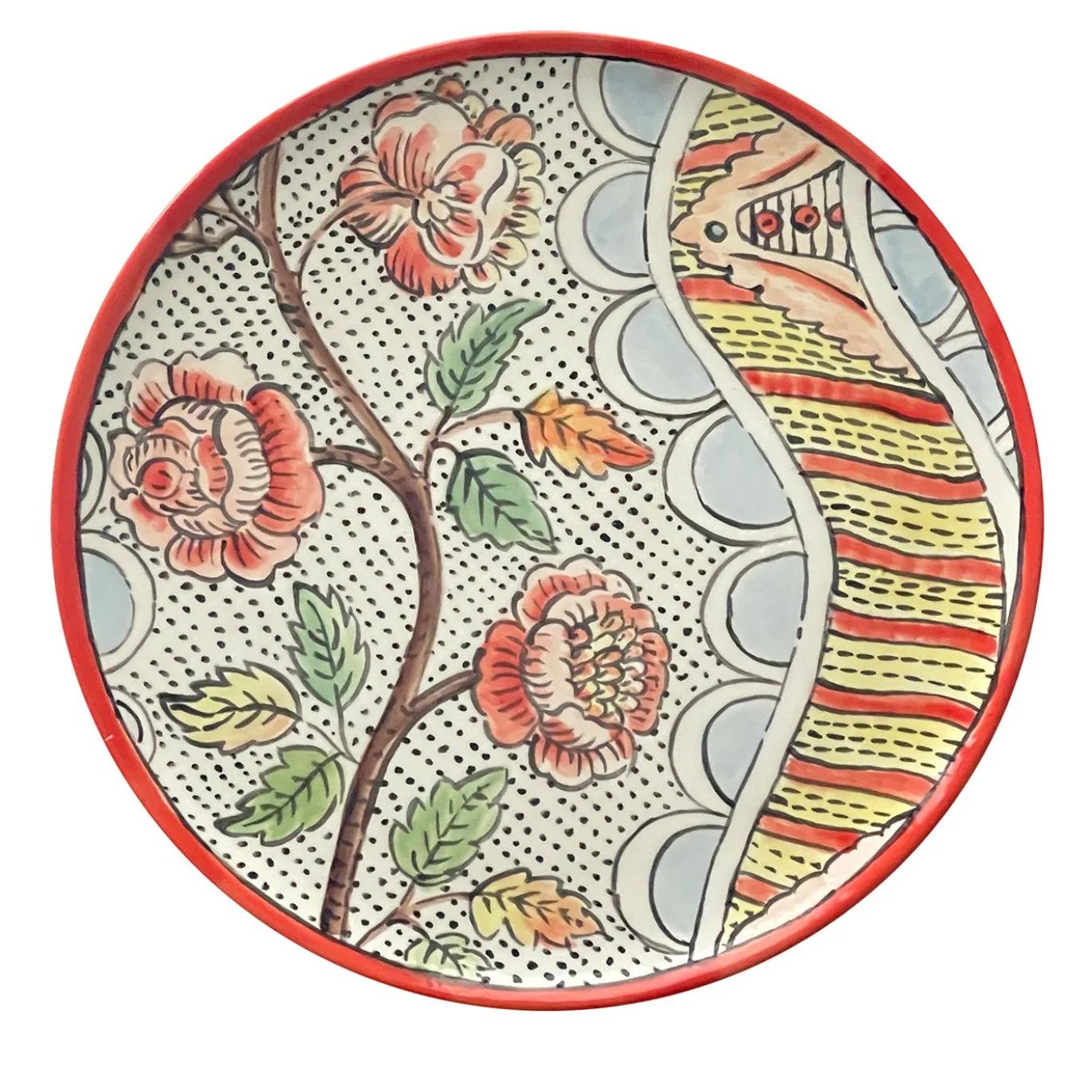 Frammento N.4 Piatto Decorativo in Ceramica con Motivo Floreale