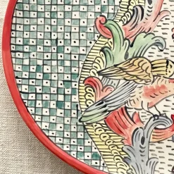 Frammento N.7 Piatto Decorativo con Motivi Floreali e di Uccelli