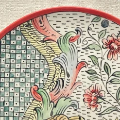 Frammento N.7 Piatto Decorativo con Motivi Floreali e di Uccelli