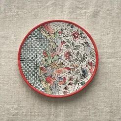 Frammento N.7 Piatto Decorativo con Motivi Floreali e di Uccelli