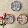 Frammento N.5 Piatto Decorativo in Ceramica Azzurro con Uccelli