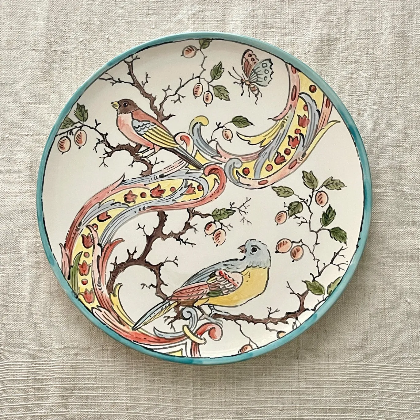 Frammento N.1 Uccelli Piatto Decorativo in Ceramica
