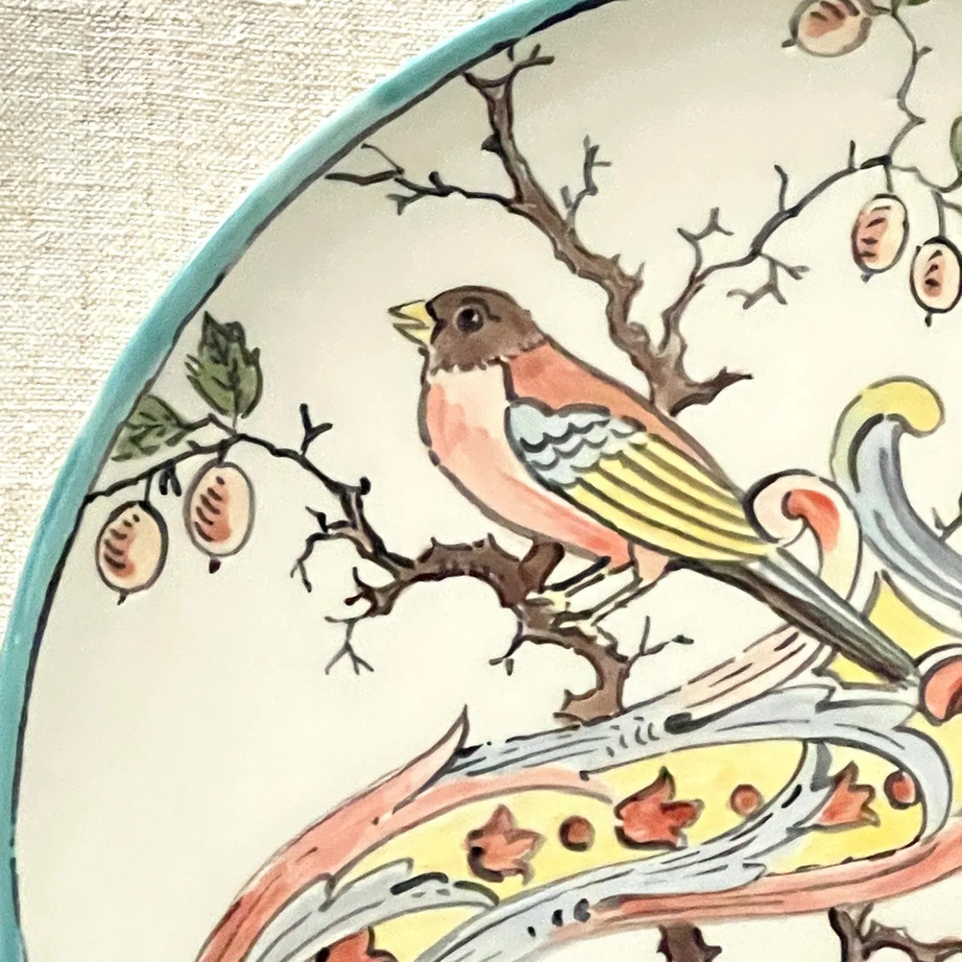 Frammento N.1 Uccelli Piatto Decorativo in Ceramica