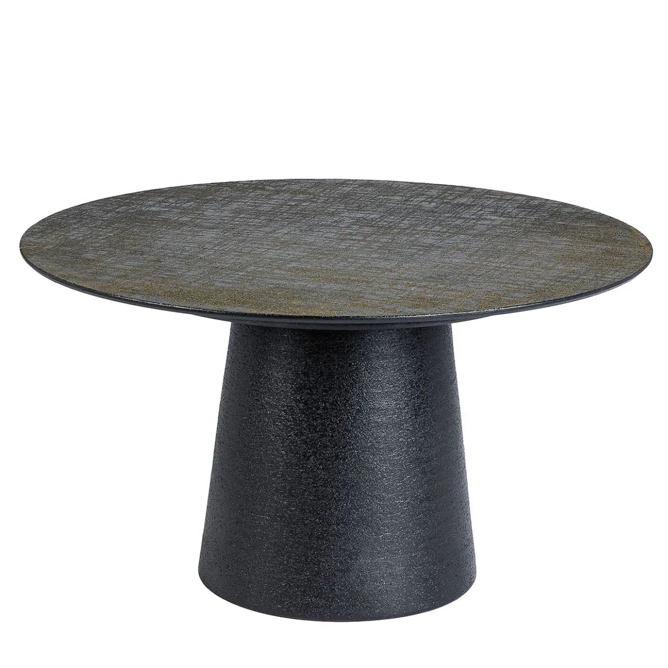 Fungo Tavolino Tondo Medio Con Top In Resina Decorata Color Bronzo