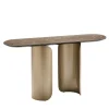 Gabriel Base in metallo con finitura ottone spazzolato e piano in marmo Magic Brown Console