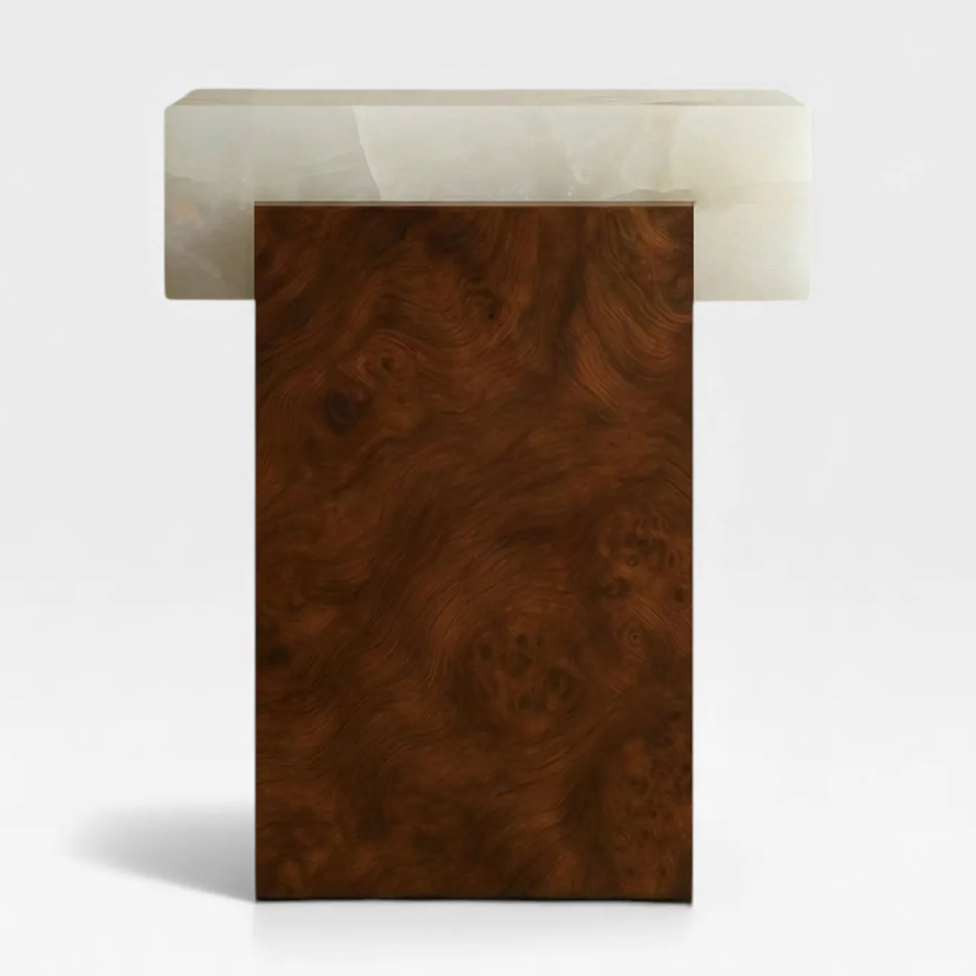 Gaia Tavolino in Legno di Betulla e Onice bianco