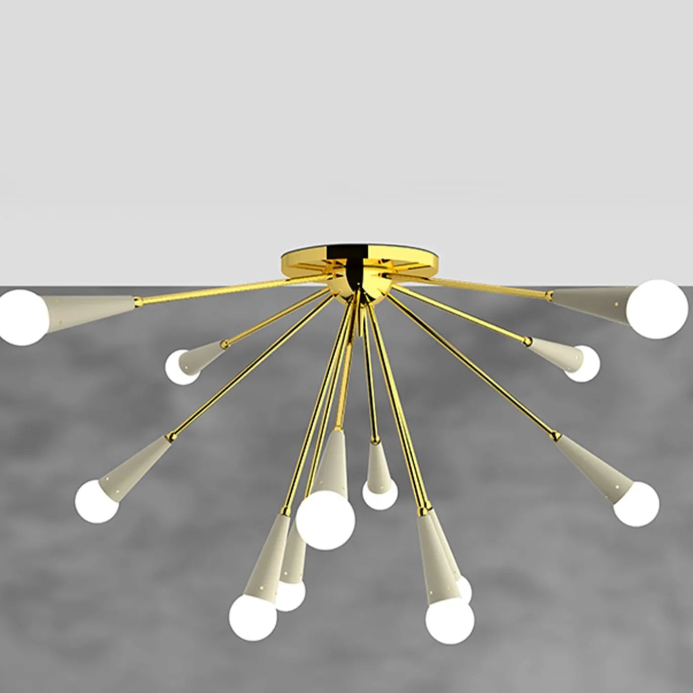 Galassia Lampada da soffitto a 12 luci in metallo bianco e ottone