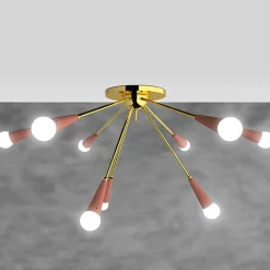 Galassia Lampada da soffitto a 9 luci in metallo rosa e ottone