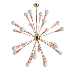 Galassia Lampadario a 24 luci in metallo rosa e ottone