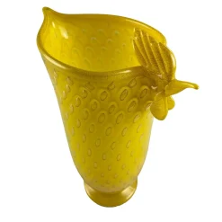 Gallo Vaso alto in vetro giallo zoomorfo