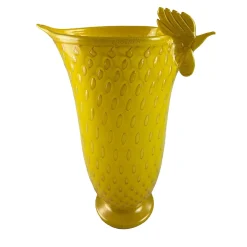 Gallo Vaso alto in vetro giallo zoomorfo