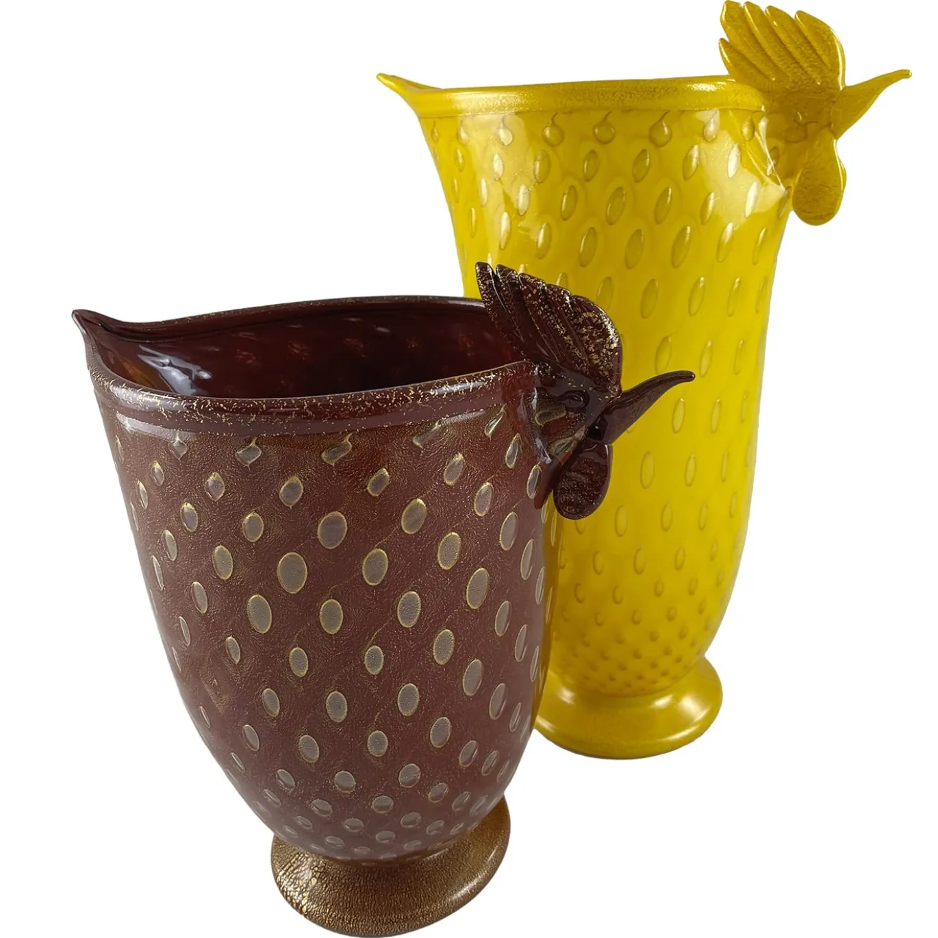 Gallo Vaso piccolo in vetro marrone zoomorfo