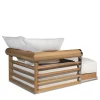 Galloway Chaise Longue da Esterno in Tessuto Bianco Impermeabile e Legno Iroko