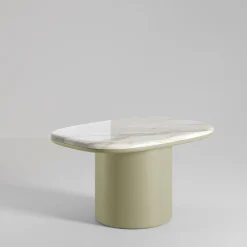 Gemini Soft Hex Leather And Calacatta Marble Coffee Table