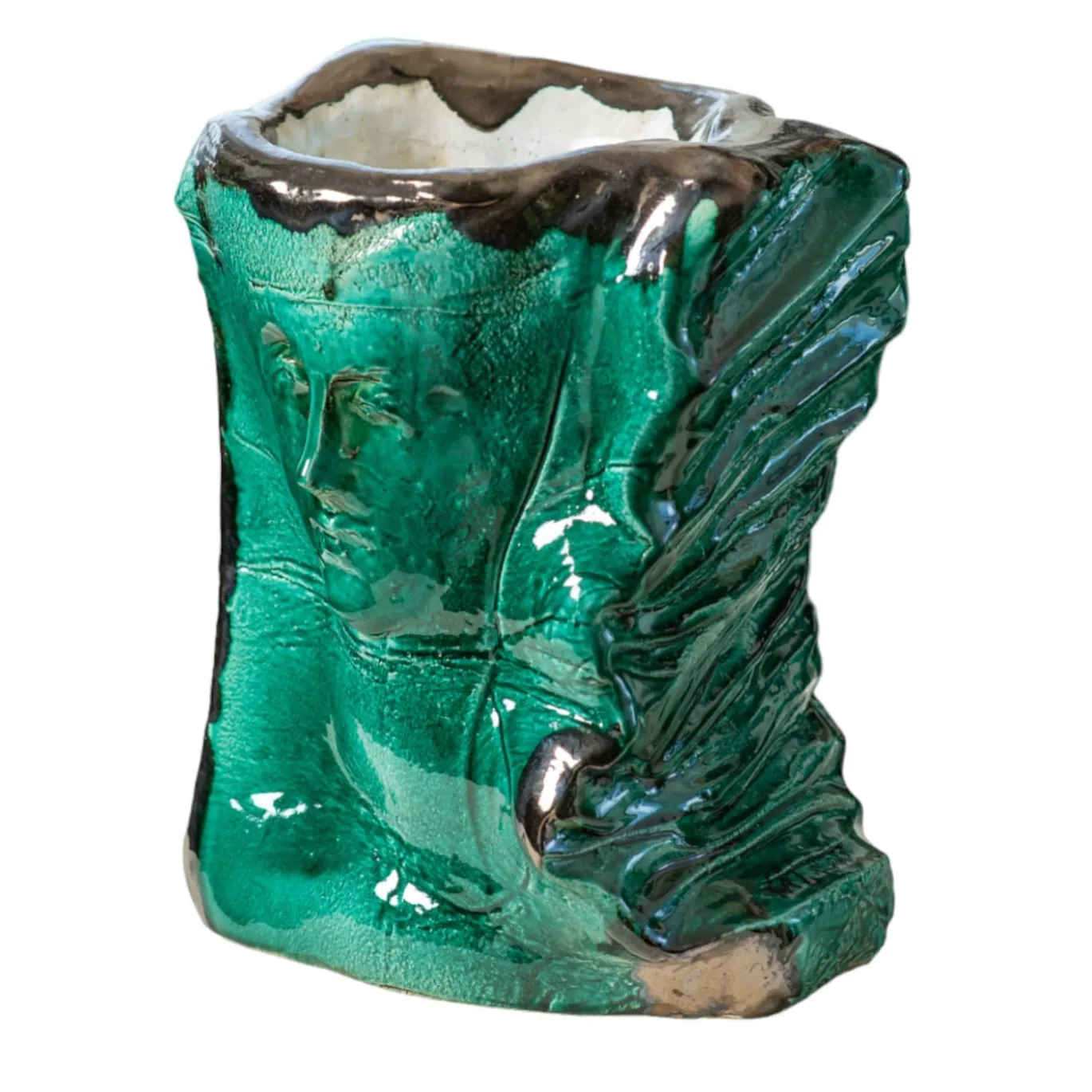 Giulia E Il Mare Vaso scultura in ceramica policroma