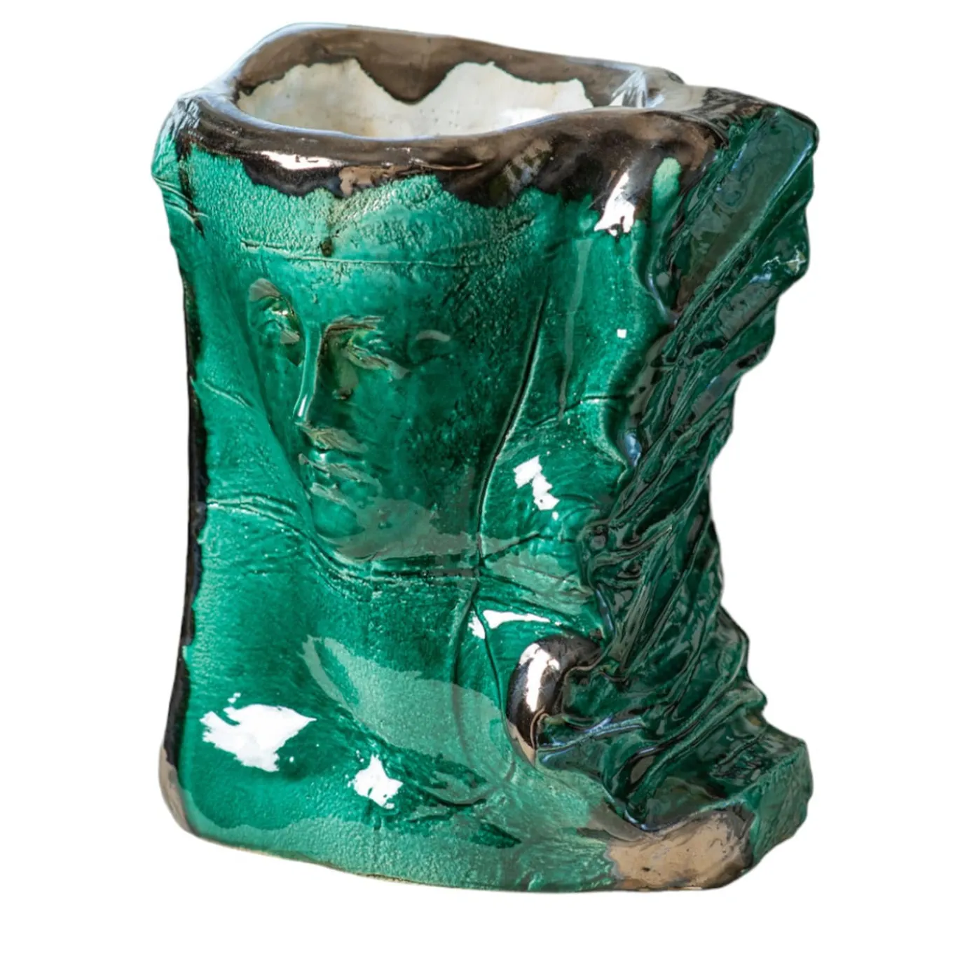 Giulia E Il Mare Vaso scultura in ceramica policroma