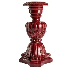 Grande Candelabro Barocco in Ceramica Bordeaux