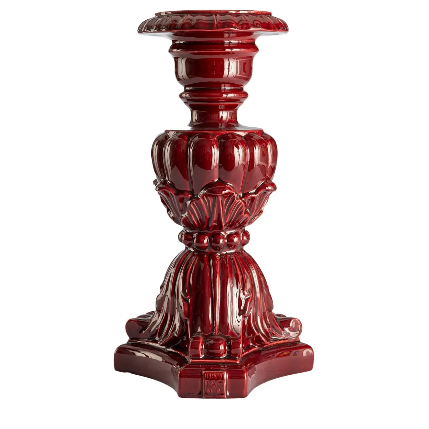 Grande Candelabro Barocco in Ceramica Bordeaux