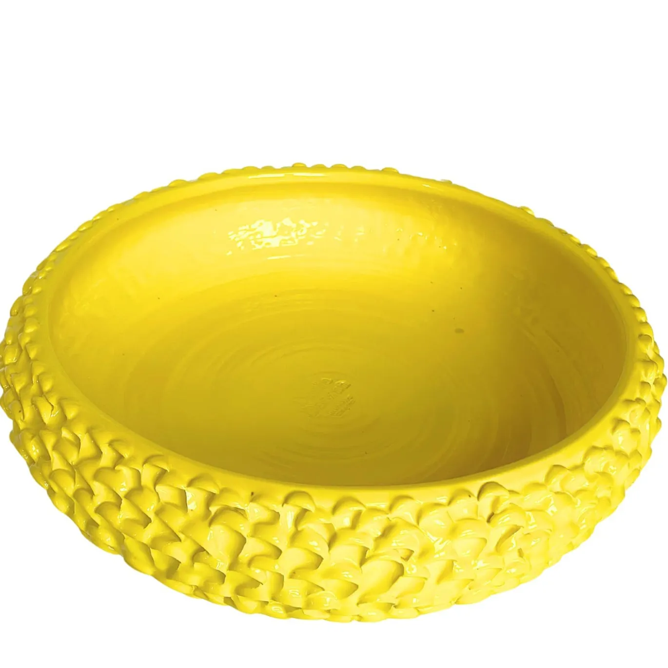 Grande Centrotavola in Ceramica Onda Giallo Cadmio