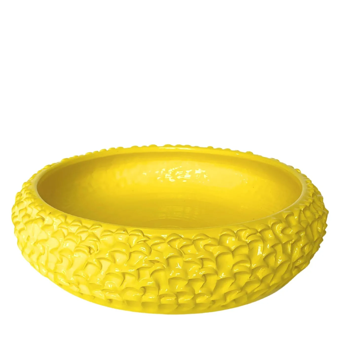 Grande Centrotavola in Ceramica Onda Giallo Cadmio
