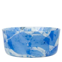 Grande Ciotola in Vetro di Murano Blu e Avorio