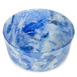 Grande Ciotola in Vetro di Murano Blu e Avorio