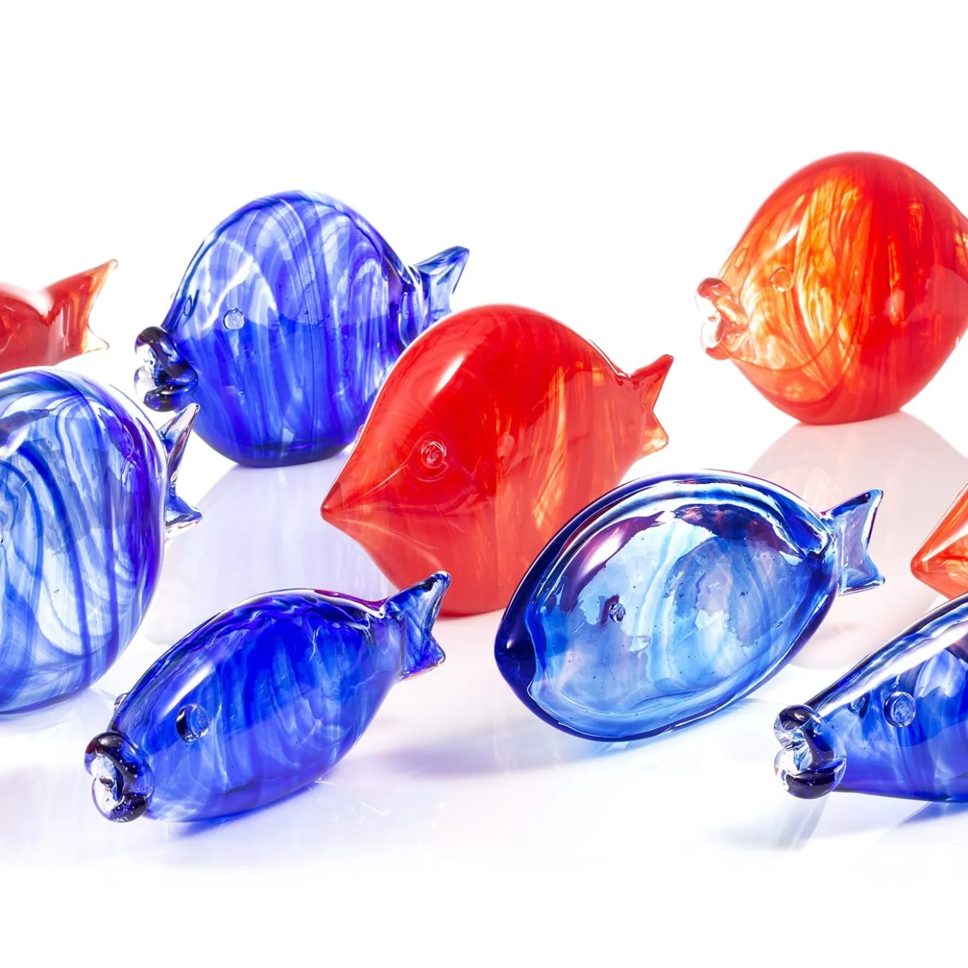 Grande pesce stilizzato in vetro di Murano rosso