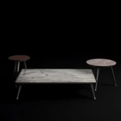 Grande tavolino in marmo e velluto