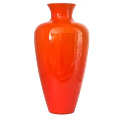 Grande vaso ad anfora in vetro di Murano arancione