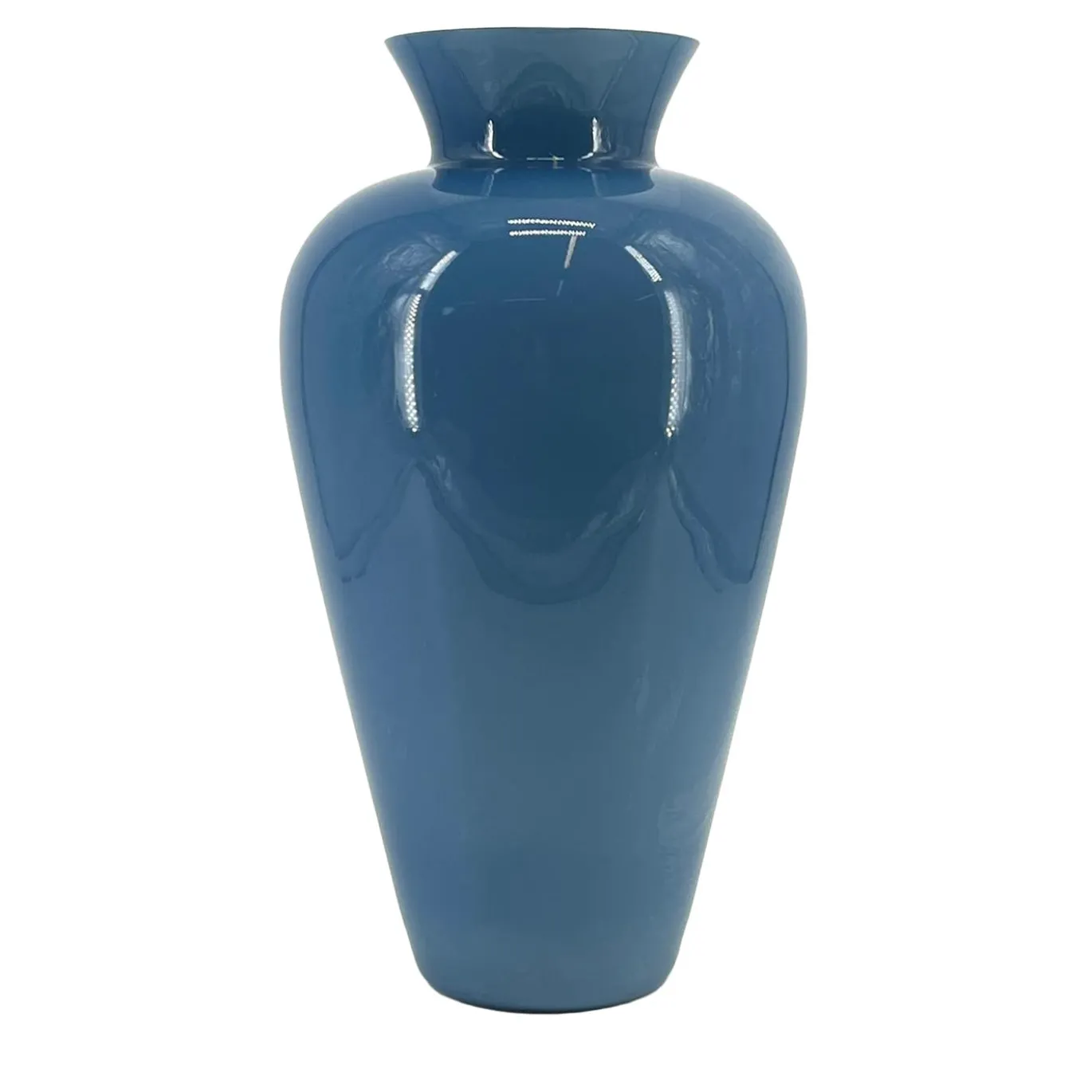 Grande vaso ad anfora in vetro di Murano color turchese